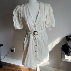 Stunning ASOS White Short Sleeve Denim Dress with Buckle